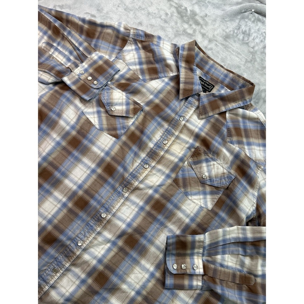 Vintage High Noon Big & Tall Plaid Western Shirt Pearl Snap Button 3XL Cowboy